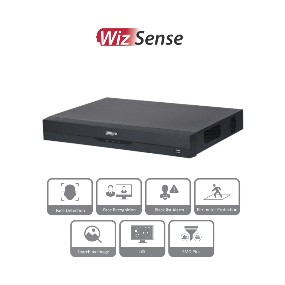 DAHUA NVR2216-16P-I2 - NVR de 8 Megapixeles /16 Canales IP/ WizSense/ 4k Con IA/ 16 Puertos PoE/ 2 Bahías de Discos Duros / 1 Ch de Reconocimiento Facial y FD/ 10 Bases de Datos de Rostros/ H.265+/ SMD Plus/ Soporta Camaras con IA
