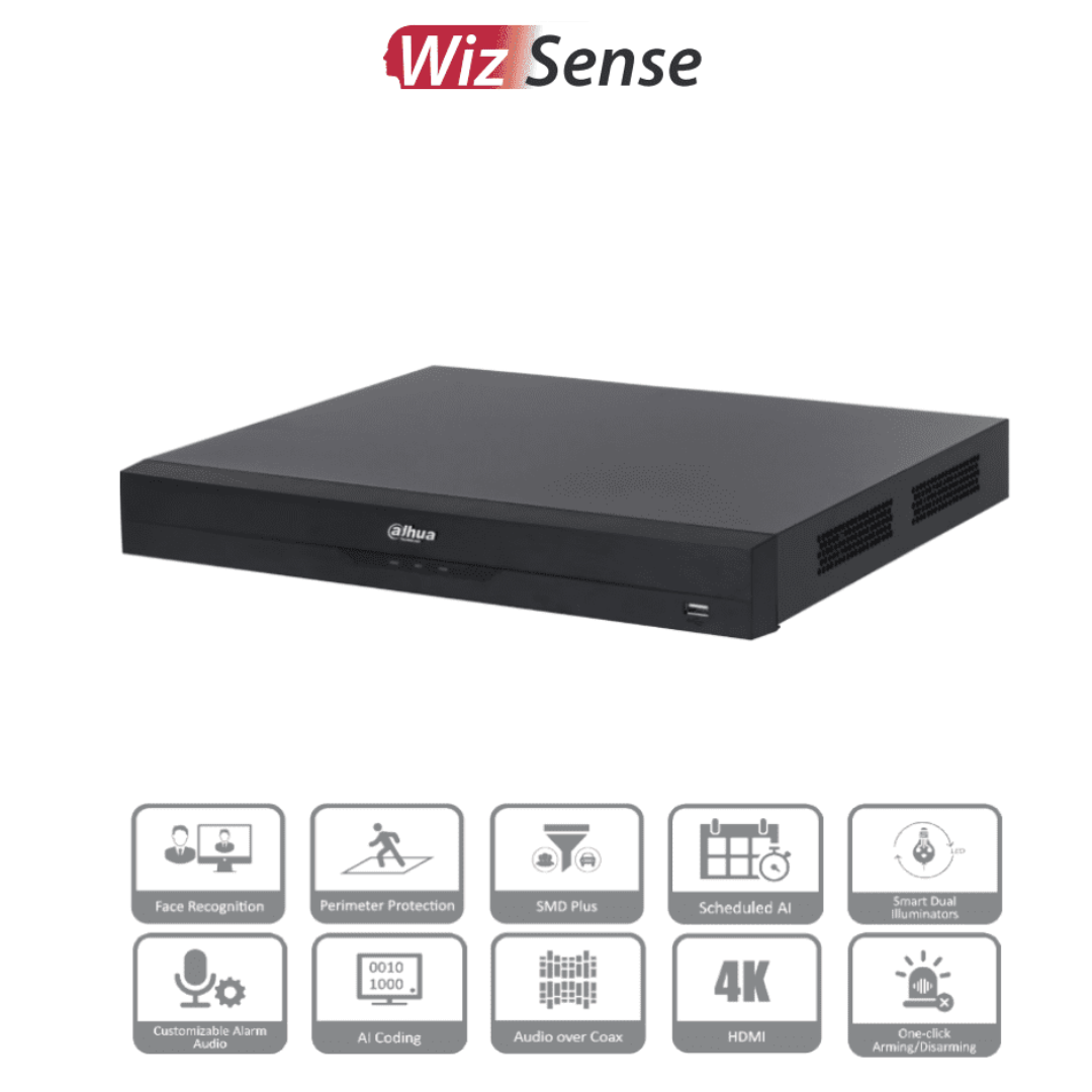 DAHUA XVR5232AN-4KL-I3 - DVR de 32 Canales 4k/ 8 Megapixeles/ WizSense/ Con IA/ 6 Canales de Reconocimiento Facial/ H.265+/ Hasta 32 Canales IP/ Codificación IA/ SMD Plus/ 2 Bahías de Discos Duros/ Funciones IoT&POS