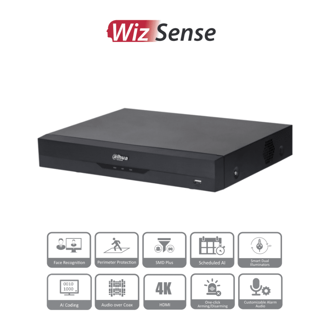 DAHUA XVR5116H-4KL-I3 - DVR de 16 Canales 4k/ 8 Megapixeles/ WizSense/ IA/ H.265+/ 16 Canales + 16 IP/ Hasta 32 Ch IP/ 2 Canales de Reconocimiento Facial/ SDM Plus/ Codificación con IA/ 1 Bahía de Disco Duro/ Funciones IoT & POS