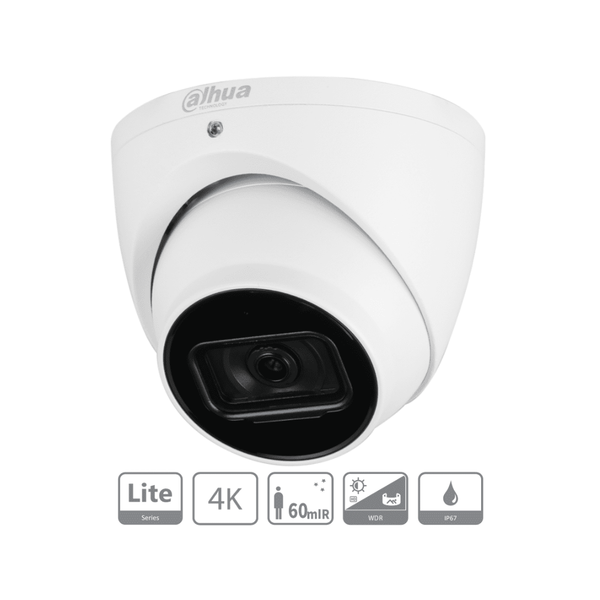 DAHUA - Camara Domo 4k/ 8 Megapixeles/ Lente de 2.8mm/ 106 Grados de Apertura/ IR de 60 Metros/ Metalica/ WDR Real de 120 dB/ IP67/ Soporta: CVI/CVBS/AHD/TVI