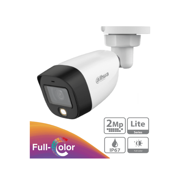 DAHUA - Cámara Bullet Full Color 1080p/ Lente de 2.8 mm/ 106 Grados de Apertura/ Luz Blanca de 20 Mts/ DWDR/ Starlight/ IP67/ Soporta CVI/AHD y CVBS