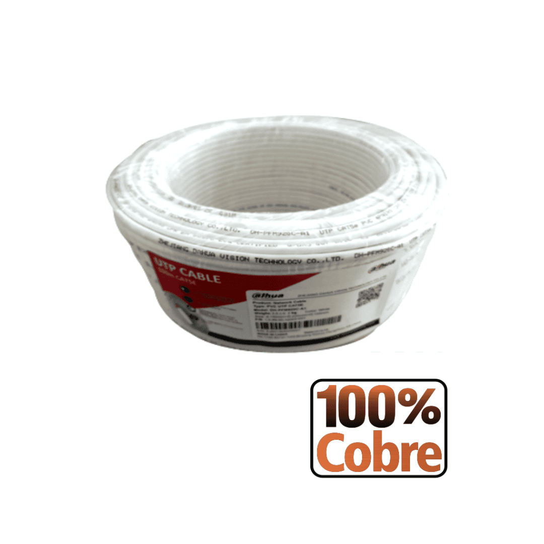 DAHUA PFM920I-5EUN-C-V2-100 - Bobina de 100 Mts de Cable UTP Cat5e/ 100% Cobre/ Color Blanco/ Ideal para Video y Redes